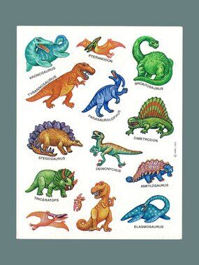 Hallmark Dinosaur Sticker Sheet Vintage 90s Craft & Collecting